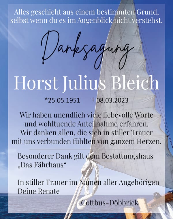 Traueranzeige Horst Julius Bleich
