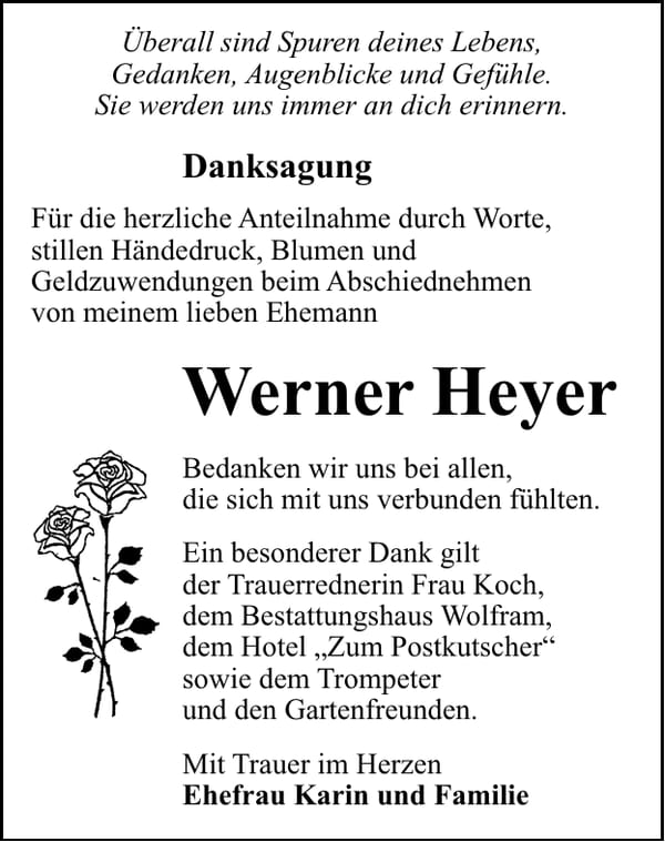 Danksagung Werner Heyer