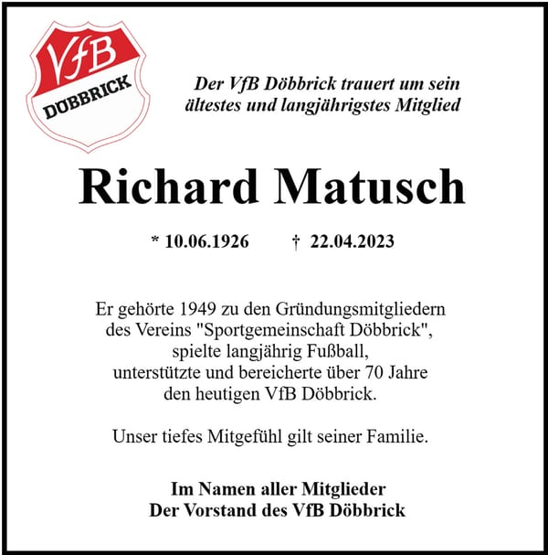 Nachruf Richard Matusch