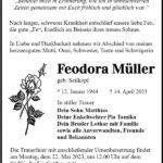 Traueranzeige Feodora Müller, geb. Seilkopf