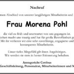 Traueranzeige Morena Pohl