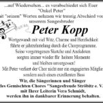 Traueranzeige Peter Kopp