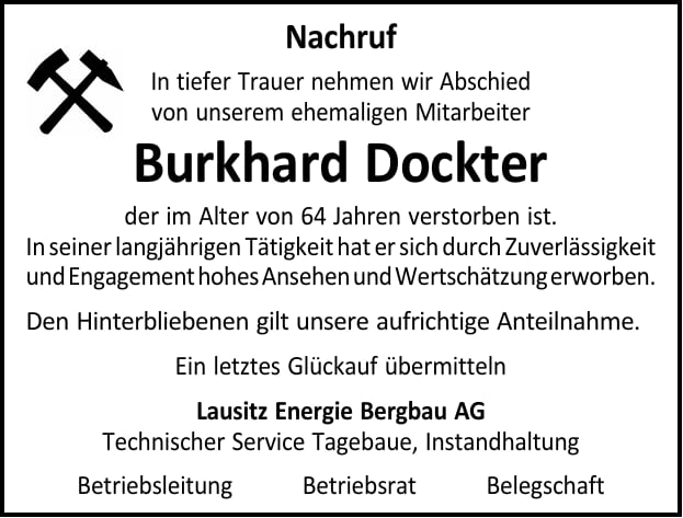 Nachruf Burkhard Dockter