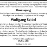 Traueranzeige Wolfgang Seidel