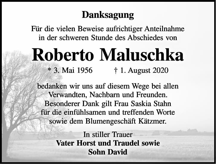 Danksagung Roberto Maluschka