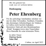 Danksagung Peter Ehrenberg
