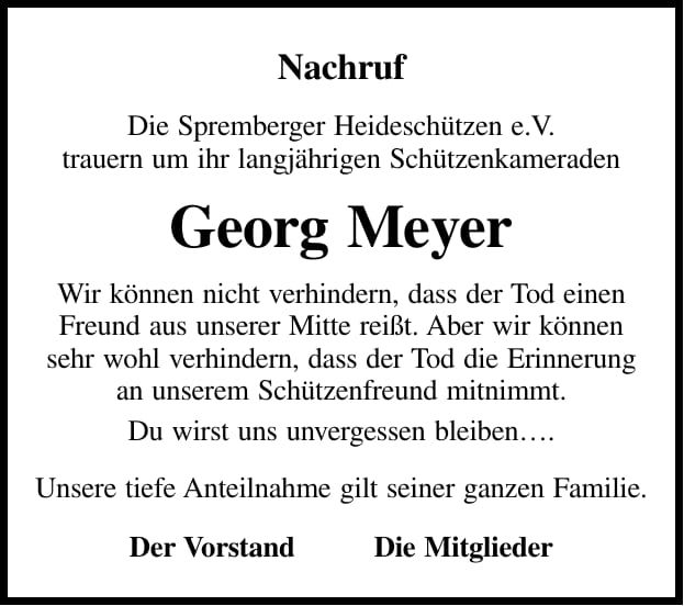 Nachruf Georg Meyer