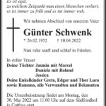 Traueranzeige Günter Schwenk