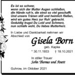 Traueranzeige Gisela Born, geb. Kapke