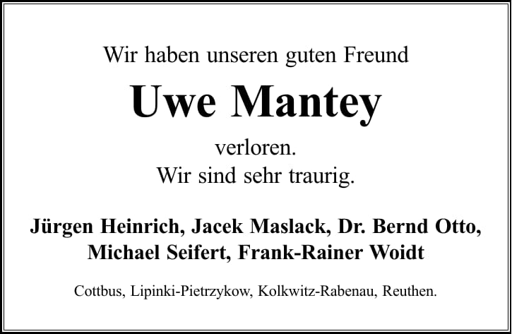Nachruf Uwe Mantey