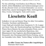 Danksagung Lieselotte Koall