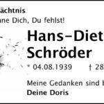 Jahresgedenken Hans-Dieter Schröder