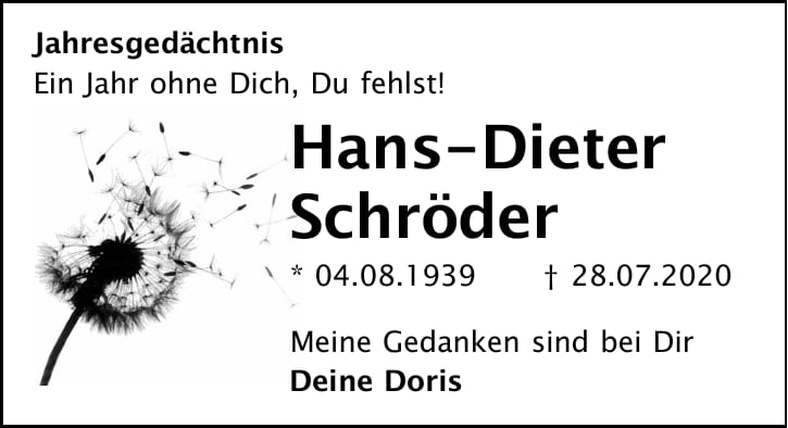 Jahresgedenken Hans-Dieter Schröder