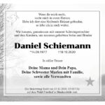 Traueranzeige Daniel Schiemann