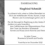 Danksagung Siegfried Schmidt