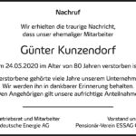 Traueranzeige Günter Kunzendorf