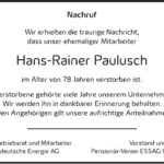 Traueranzeige Hans-Rainer Paulusch
