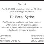 Nachruf Dr. Peter Syrbe