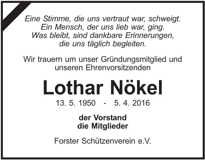 Nachruf Lothar Nökel