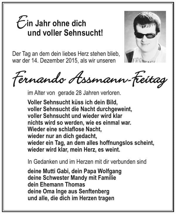 Jahresgedenken Fernando Assmann-Freitag
