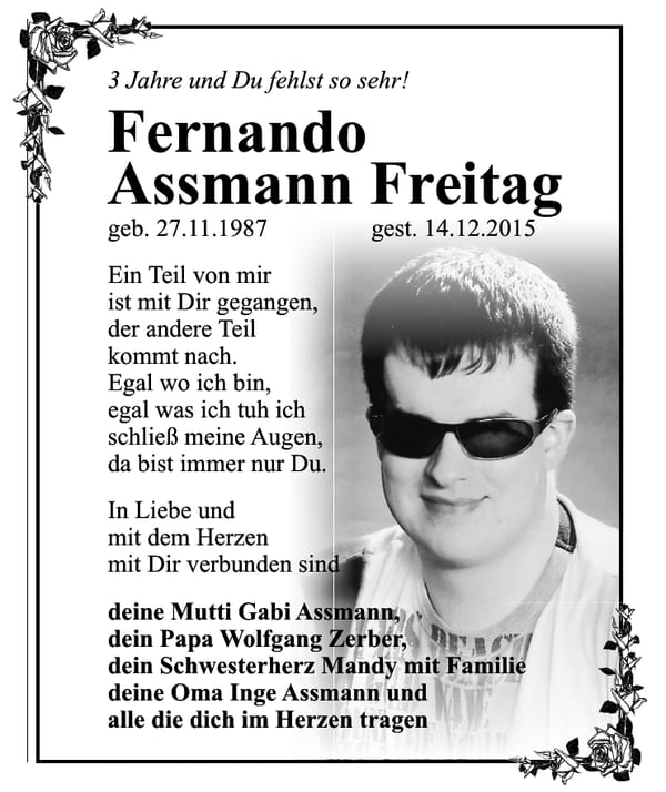 Jahresgedenken Fernando Assmann Freitag