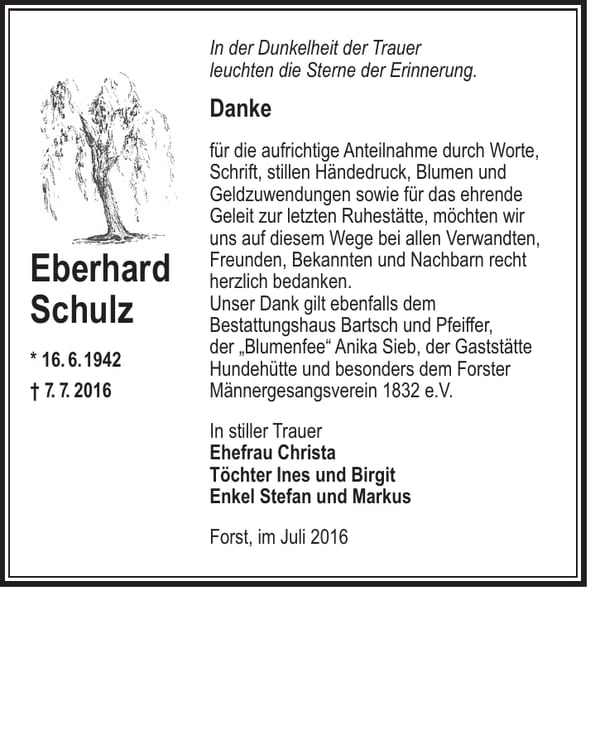 Danksagung Eberhard Schulz