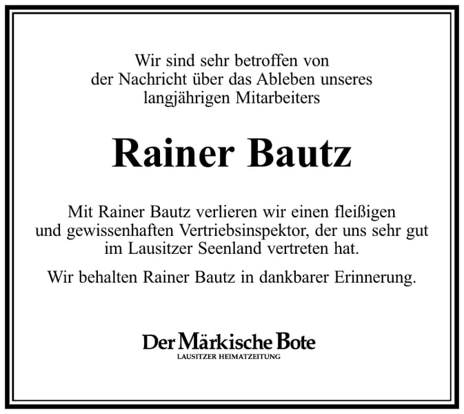 Nachruf Rainer Bautz