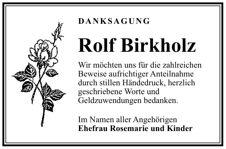 Traueranzeige Rolf Birkholz