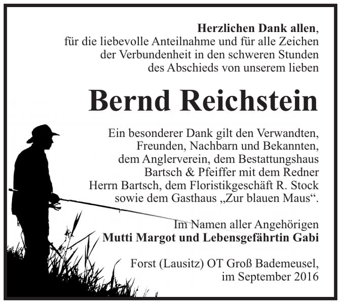 Danksagung Bernd Reichstein
