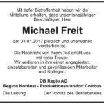 Traueranzeige Michael Freit