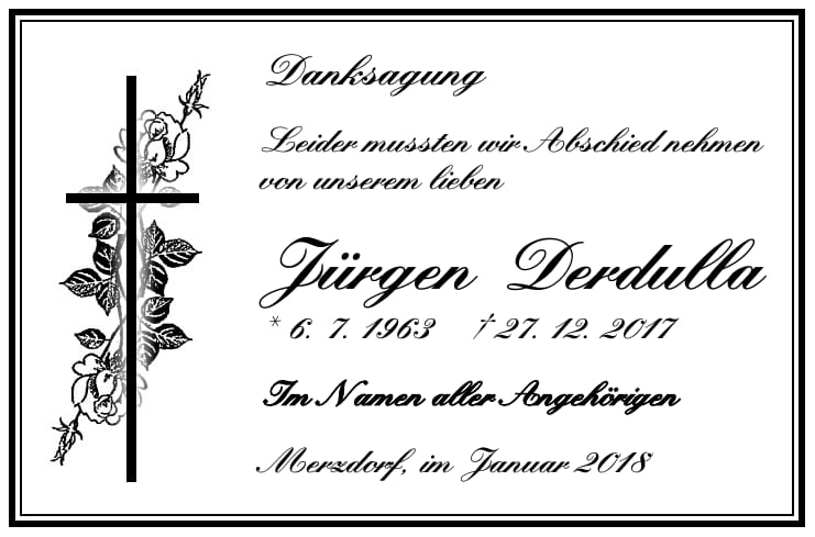 Danksagung Jürgen Derdulla