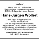 Nachruf Hans-Jürgen Wöllert