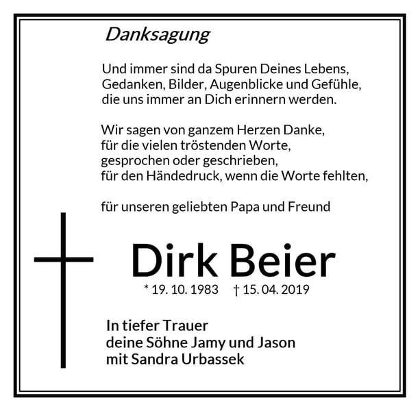 Danksagung Dirk Beier