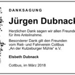 Danksagung Jürgen Dubnack