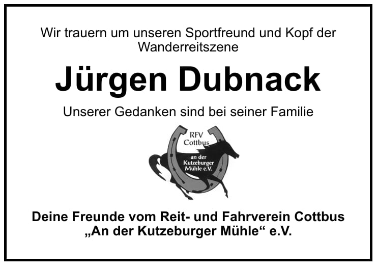 Traueranzeige Jürgen Dubnack