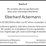 Nachruf Eberhard Ackermann