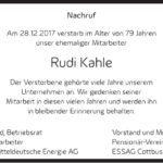 Nachruf Rudi Kahle