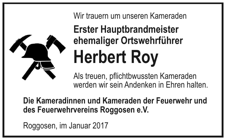 Nachruf Herbert Roy