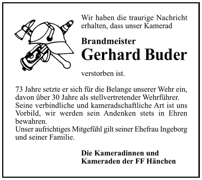 Nachruf Gerhard Buder