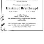 Traueranzeige Hartmut Breithaupt
