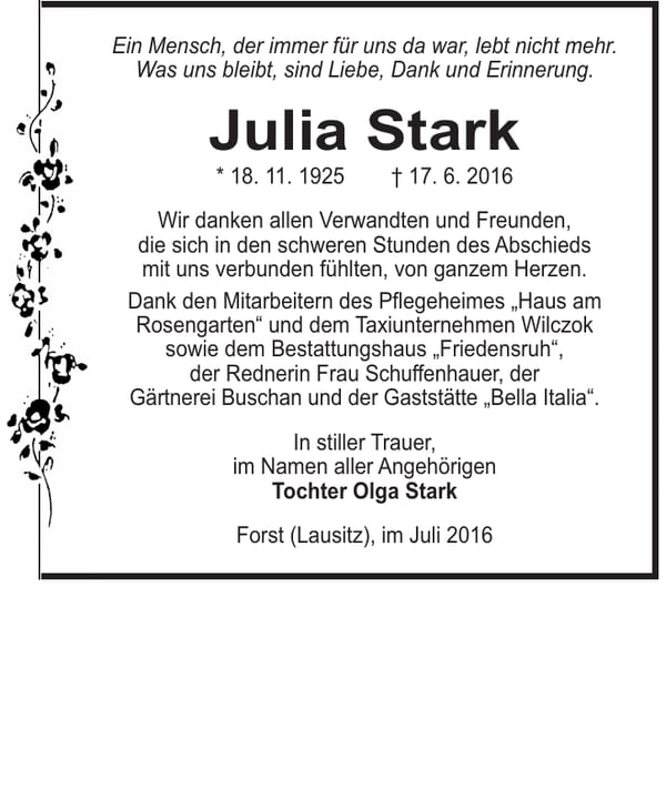 Danksagung Julia Stark