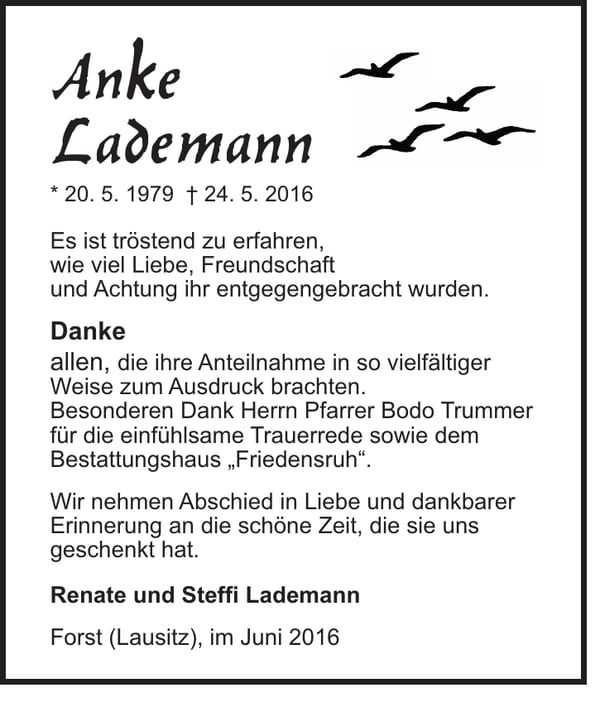Danksagung Anke Lademann