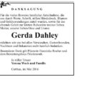 Danksagung Gerda Dahley