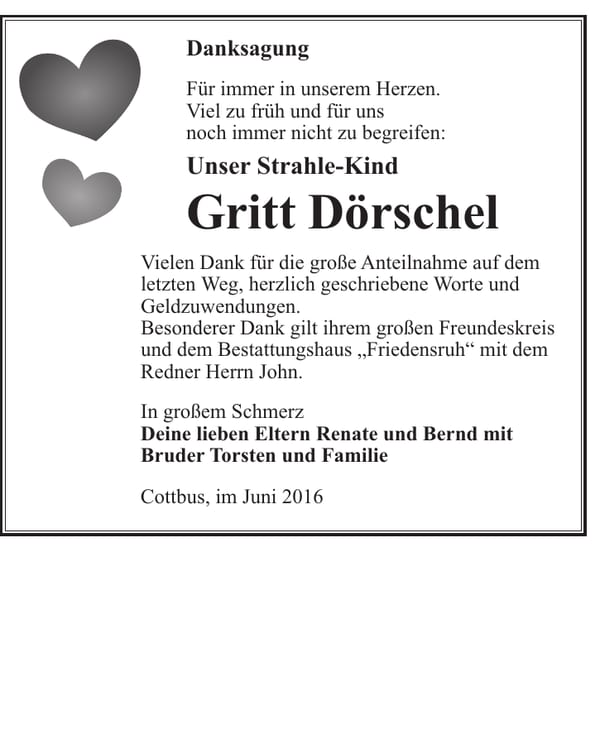 Danksagung Gritt Dörschel