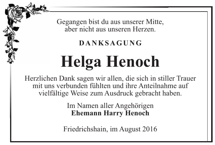 Danksagung Helga Henoch