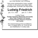 Traueranzeige Ludwig Friedrich