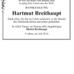 Danksagung Hartmut Breithaupt