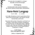 Danksagung Hans-Heini Langpap