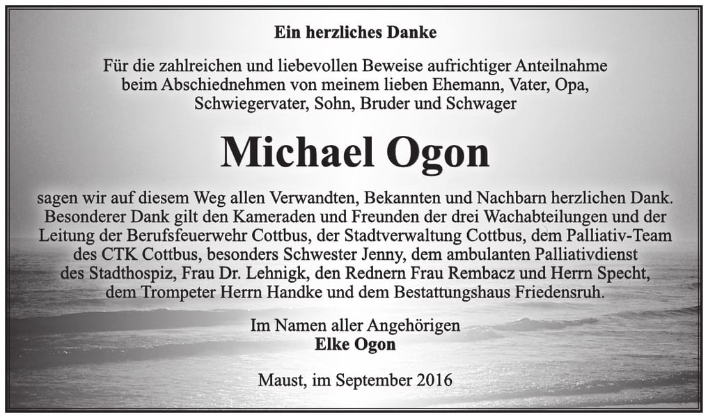 Danksagung Michael Ogon