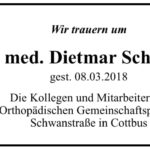 Nachruf Dr. med. Dietmar Schneider